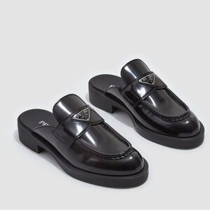 Prada Black Leather Mules